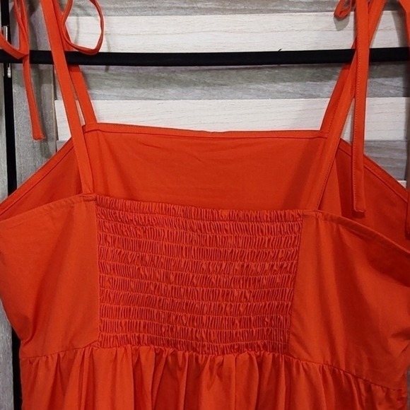 Who What Wear Orange Midi Dress Tie Strap Sleeveless Summer Small Pockets Color - Picture 6 of 9